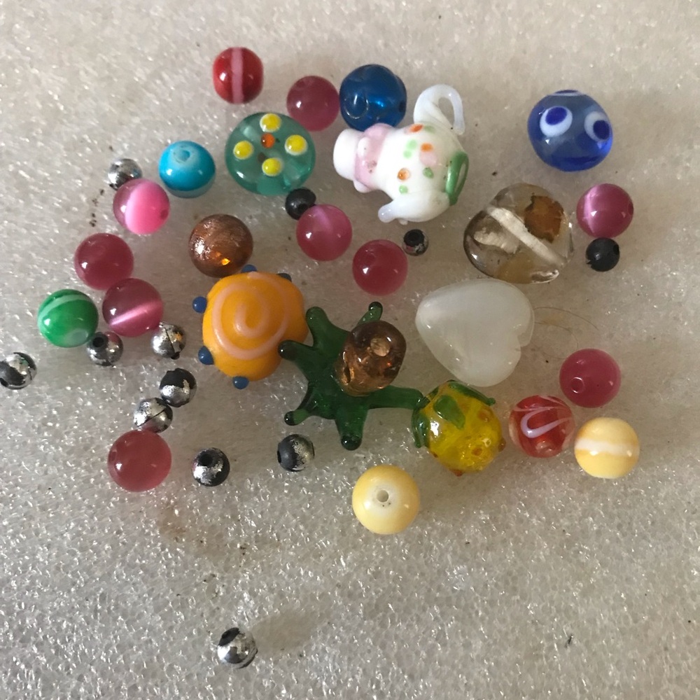 Mixed Color Glass Bead Lot - Assorted Decorative Beads